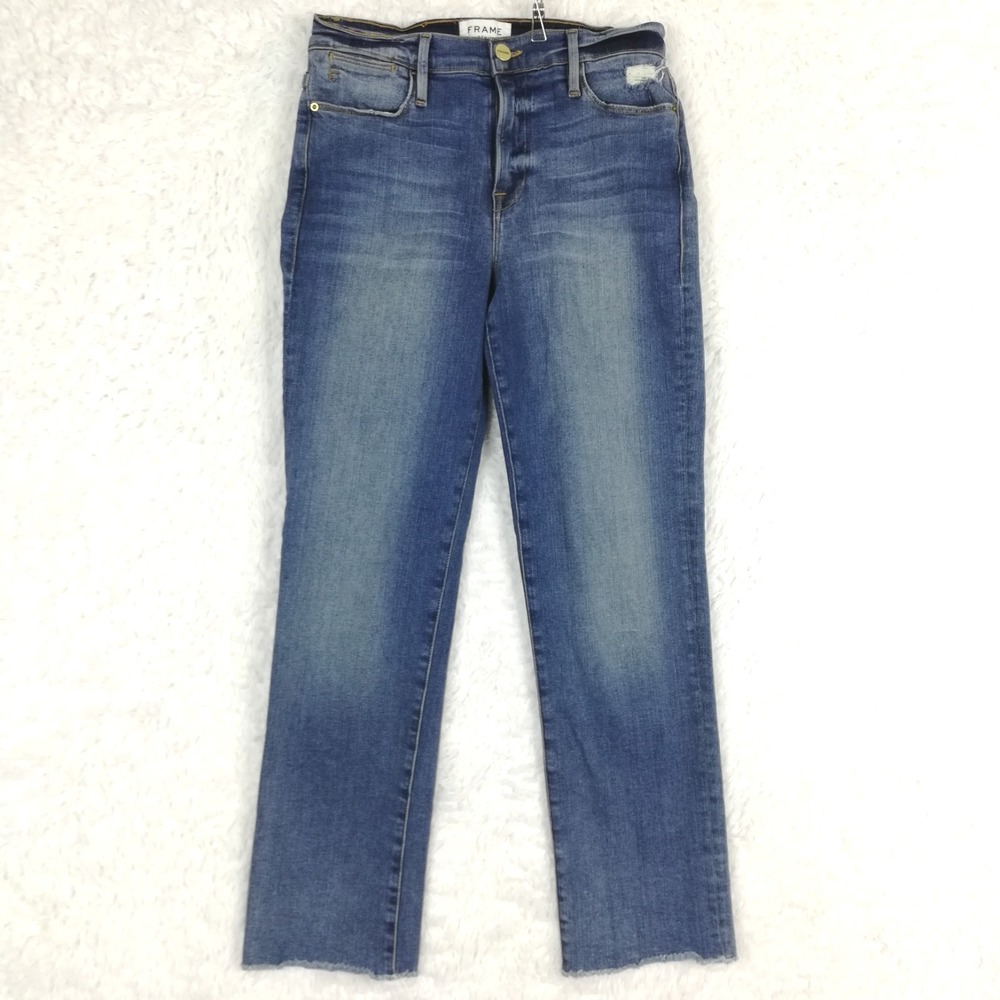 Frame Womens Jeans Le High Rise Straight Leg Blue Denim Cropped Medium Wash 28